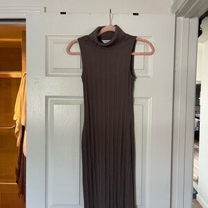 Nine West Black Ribbed Sheath Midi Dress